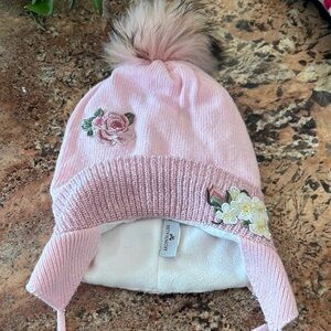 MonnaLisa Pink Floral Embroidered Hat